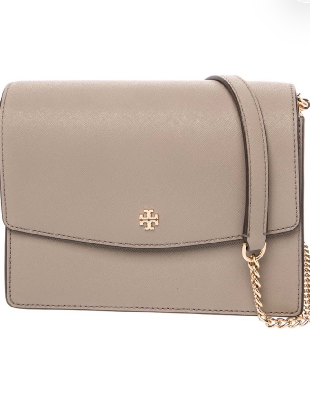 Tory Burch Robinson Convertible Shoulder Bag French Gray Saffiano